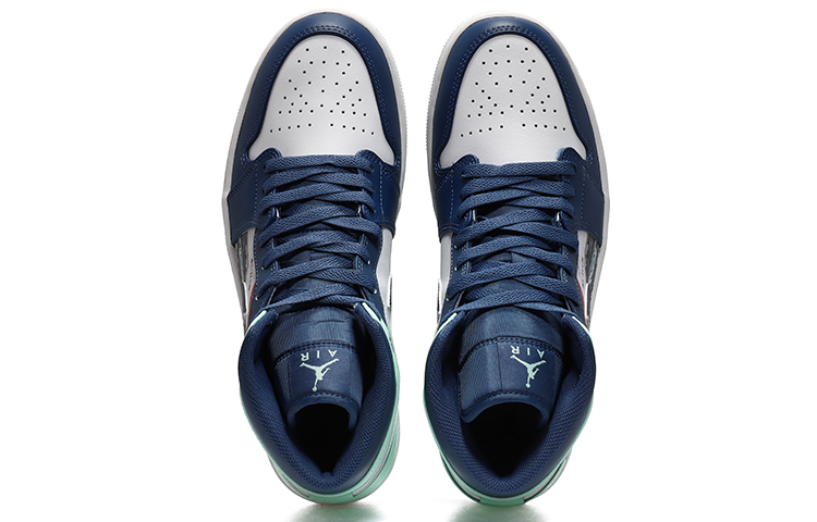 Shop [Zapatillas Personalizadas] Air Jordan 1 Mid 'Ukiyo-e Azul Menta Japonés' 554724-413(Team10-赤日海浪男QD)