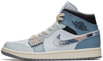 【訂製球鞋】 Jordan Air Jordan 1 Mid 野鶴製造 日式和風 神奈川 浮世繪 海浪 中筒 復古籃球鞋 男款 藏藍 Buy 【訂製球鞋】 Jordan Air Jordan 1 Mid 野鶴製造 日式和風 神奈川 浮世繪 海浪 中筒 復古籃球鞋 男款 藏藍