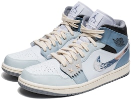【訂製球鞋】 Jordan Air Jordan 1 Mid 野鶴製造 日式和風 神奈川 浮世繪 海浪 中筒 復古籃球鞋 男款 藏藍 Lookbook 【訂製球鞋】 Jordan Air Jordan 1 Mid 野鶴製造 日式和風 神奈川 浮世繪 海浪 中筒 復古籃球鞋 男款 藏藍