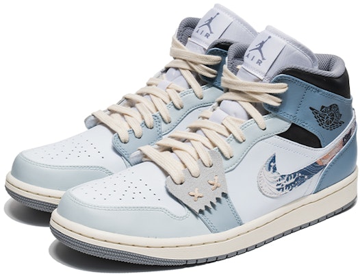 커스텀 에어 조던 1 미드 '카나가와 파도' 554724-135(TeamB-神奈川藏蓝) Lookbook 커스텀 에어 조던 1 미드 '카나가와 파도' 554724-135(TeamB-神奈川藏蓝)