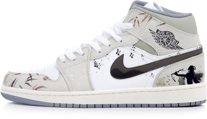 【訂製球鞋】Jordan Air Jordan 1 Mid 聽蕭曾與 國風 潑墨 吹簫 中筒 復古籃球鞋 男款 卡其色 Buy 【訂製球鞋】Jordan Air Jordan 1 Mid 聽蕭曾與 國風 潑墨 吹簫 中筒 復古籃球鞋 男款 卡其色
