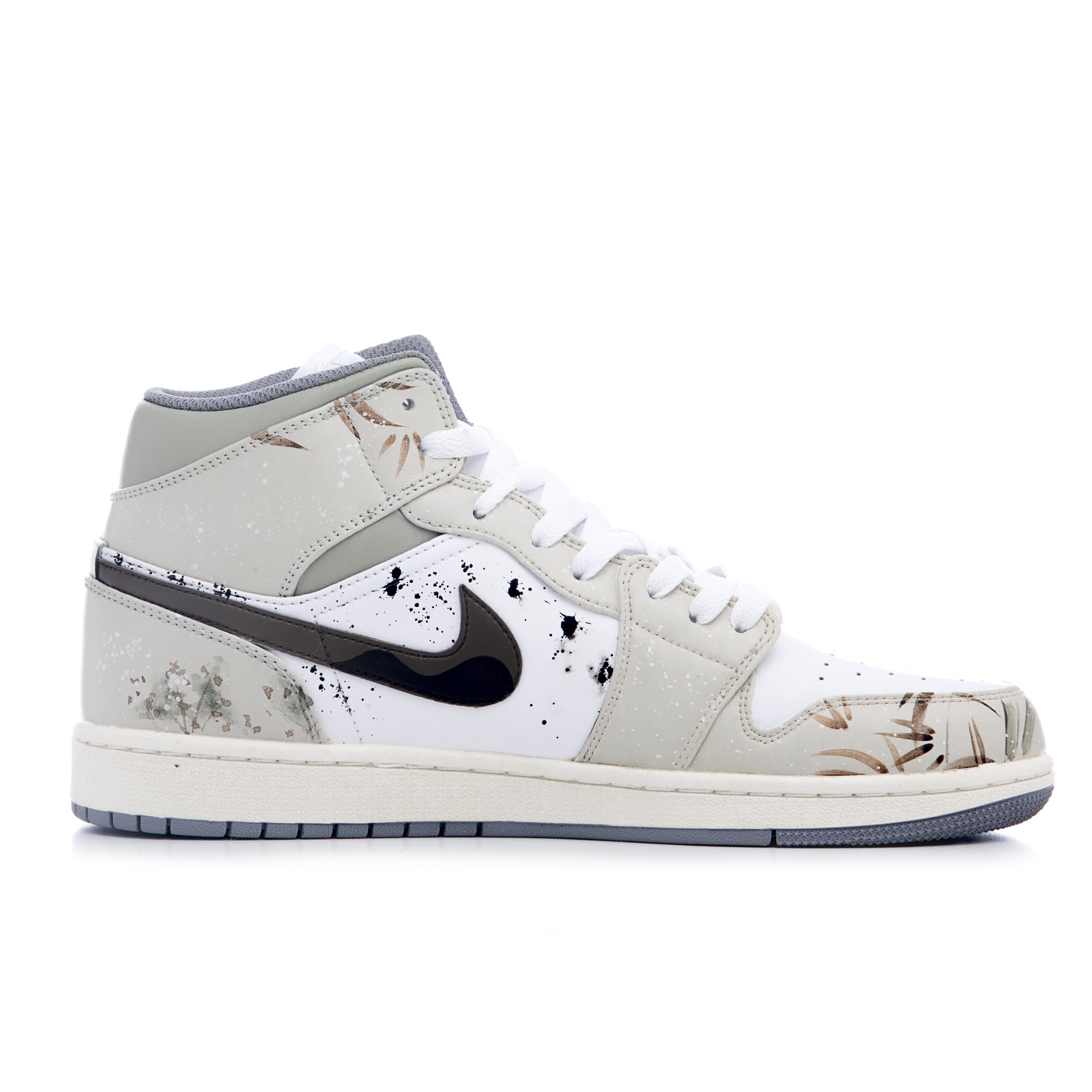 Order 【訂製球鞋】Jordan Air Jordan 1 Mid 聽蕭曾與 國風 潑墨 吹簫 中筒 復古籃球鞋 男款 卡其色