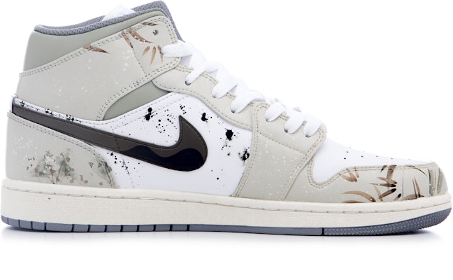 【訂製球鞋】Jordan Air Jordan 1 Mid 聽蕭曾與 國風 潑墨 吹簫 中筒 復古籃球鞋 男款 卡其色 Order 【訂製球鞋】Jordan Air Jordan 1 Mid 聽蕭曾與 國風 潑墨 吹簫 中筒 復古籃球鞋 男款 卡其色