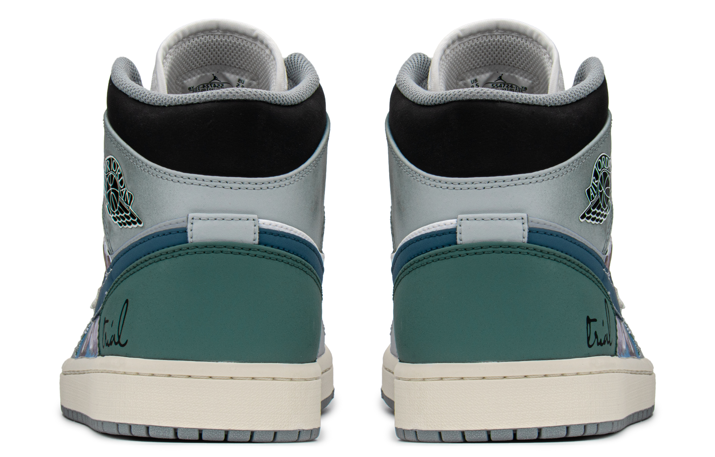 Details for 【定制球鞋】Jordan Air Jordan 1 Mid FZBB 特殊禮盒 解構 最後審判 中幫 復古籃球鞋 男款 藍綠灰