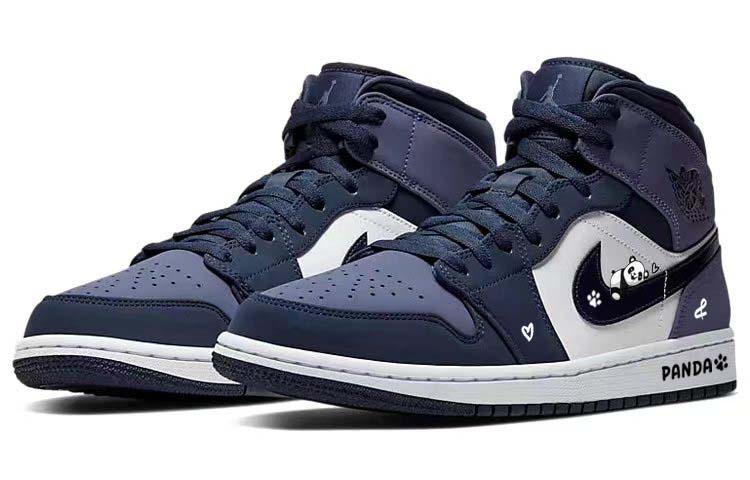 Lookbook [Sepatu Kustom] Air Jordan 1 Mid 'Lazy Panda - Ungu Pasir' 554724-445-460480