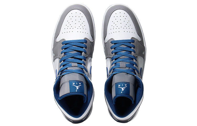 Shop [Kasut Custom] Air Jordan 1 Mid 'Lazy Panda Abu Putih Biru' DQ8426-014(Team10-慵懒大熊猫）