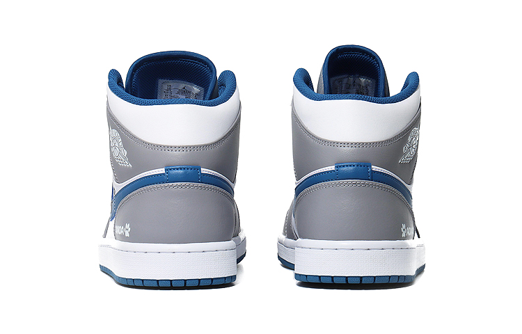 Purchase [Kasut Custom] Air Jordan 1 Mid 'Lazy Panda Abu Putih Biru' DQ8426-014(Team10-慵懒大熊猫）