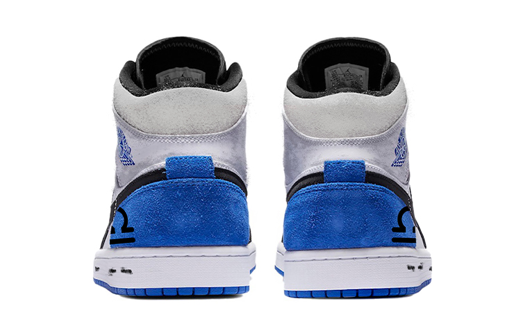 Shop 에어 조던 1 미드 '커스텀 천칭자리' (Air Jordan 1 Mid 'Custom Libra') 852542-102(Team-E男女款天秤座黑白蓝)