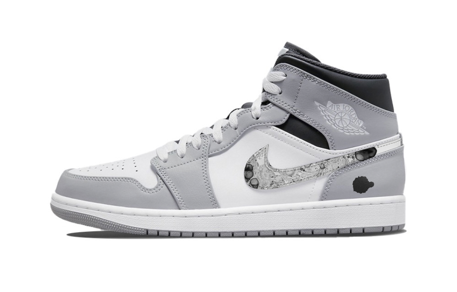 Buy [定制鞋] Air Jordan 1 Mid '浅烟灰 - 山水' 554724-078-453028