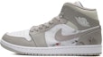 Buy 【定製球鞋】Air Jordan 1 Mid “Linen“ 虎山行 水墨畫 山水畫 中國風 新中式 新年禮物 麻布奶油 復古籃球鞋 男款 灰白