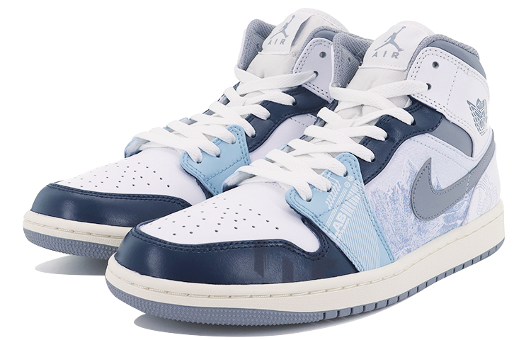 Lookbook 【定制鞋款】 Air Jordan 1 Mid '月球任务 白灰蓝' 554724-135(Team10-逐月计划）