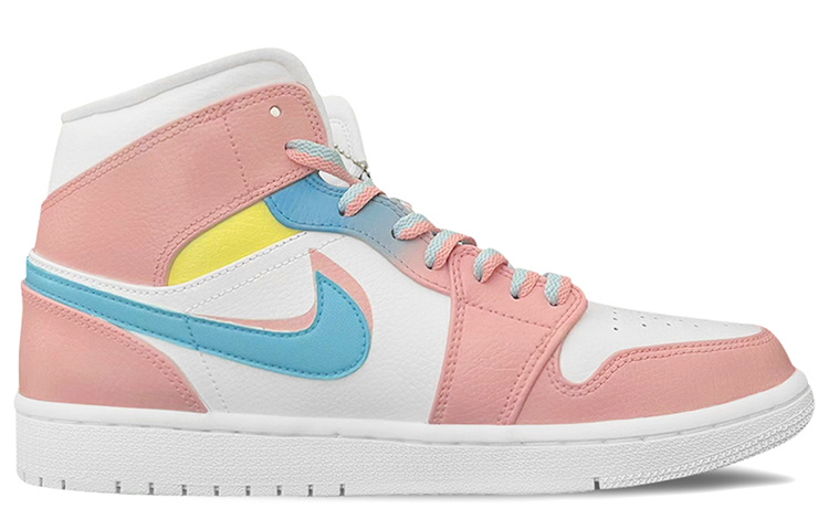 Order [Kasut Tersuai] Air Jordan 1 Mid 'Macaron Biru Merah Jambu Tersuai' 554724-130-(TeamE-马卡龙-蓝粉-喷绘)