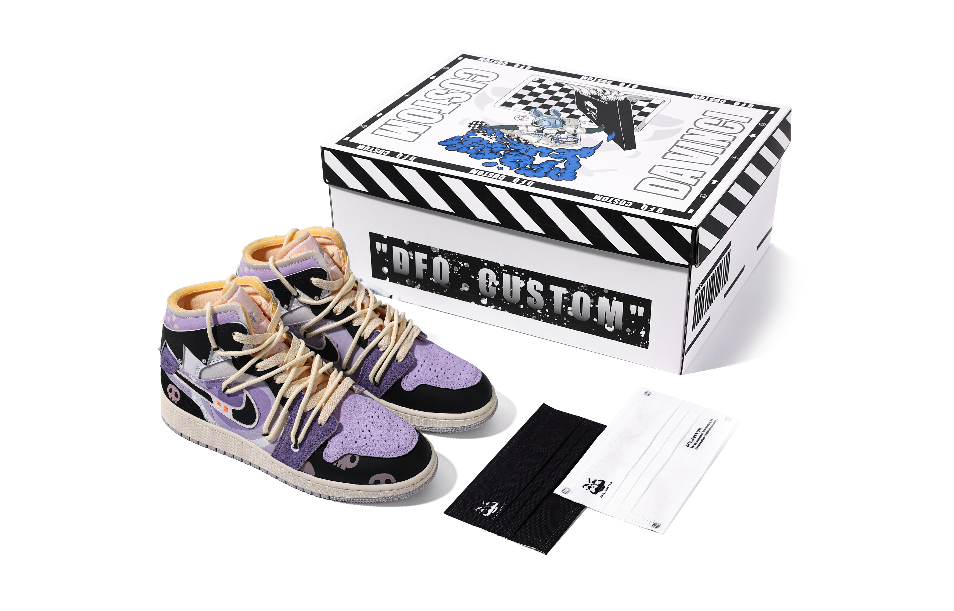 Buy [Kasut Custom] Air Jordan 1 Mid 'Magic Purple' DQ3726-100(TeamM-女款魔紫库洛S-BOX)
