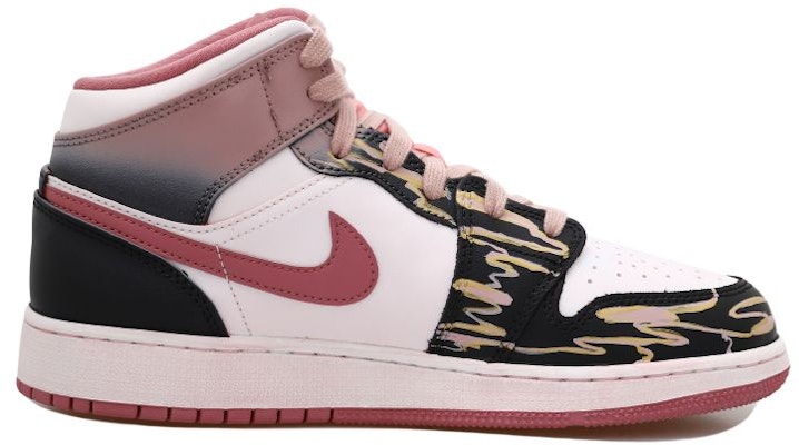 【定制球鞋】Jordan Air Jordan 1 mid OKHR 喜鵲 彩雲 掛飾 中國風 做舊 中幫 復古籃球鞋 GS 黑金粉 Lookbook 【定制球鞋】Jordan Air Jordan 1 mid OKHR 喜鵲 彩雲 掛飾 中國風 做舊 中幫 復古籃球鞋 GS 黑金粉