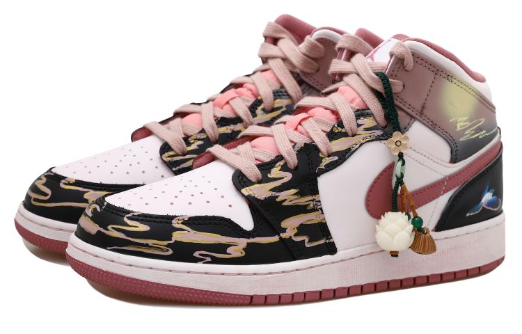 Shop 커스텀 에어 조던 1 미드 '까치구름' (Keoseutom Eeo Jo Deo 1 Mideu 'Kkachi Gureum') DQ8423-616(Team拾玖-中式喜鹊S-BOX)