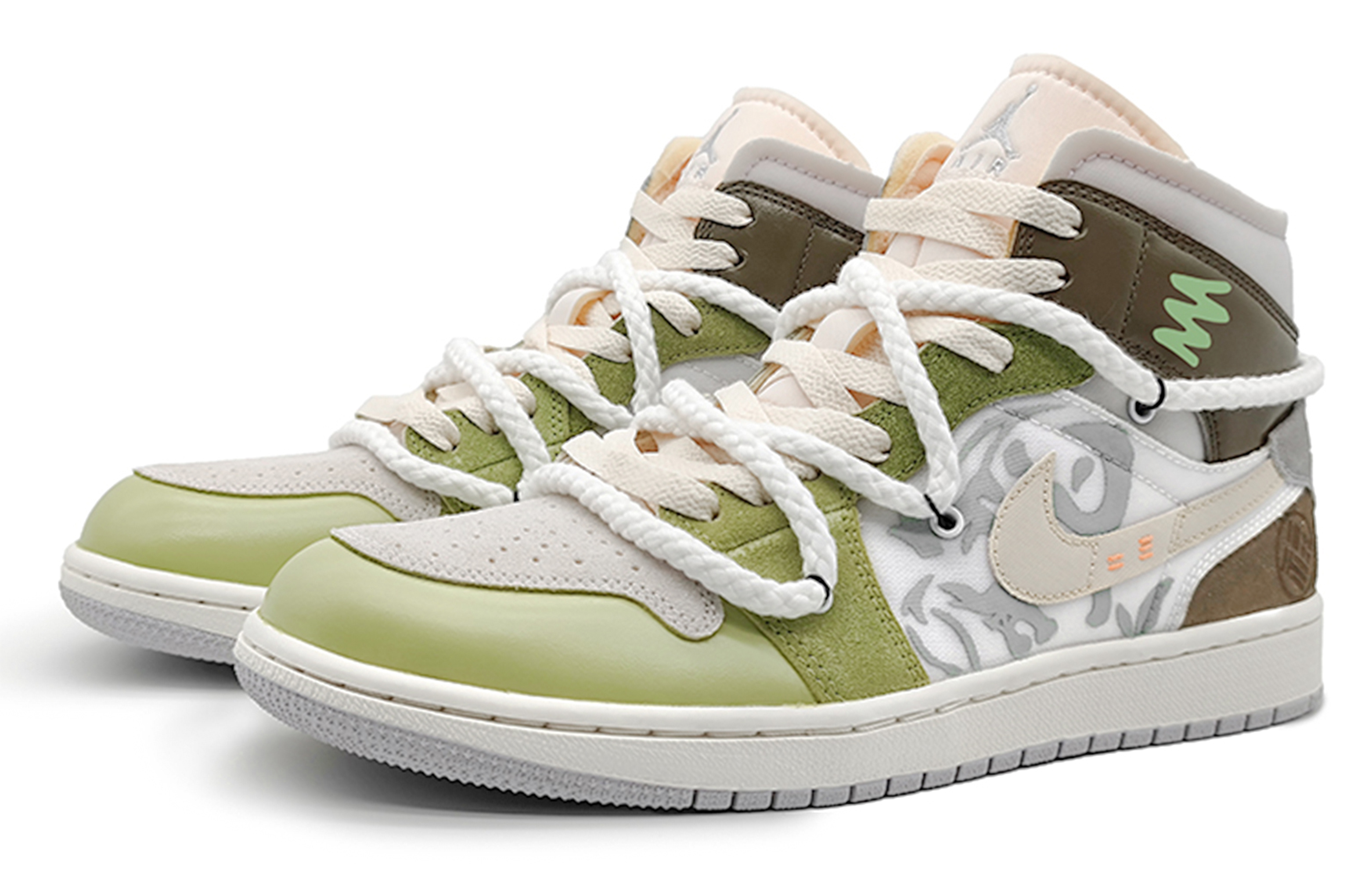 Lookbook [定制鞋款] Air Jordan 1 Mid '抹茶拿铁兔年' DM9652-100(Team16-男款抹茶拿铁)