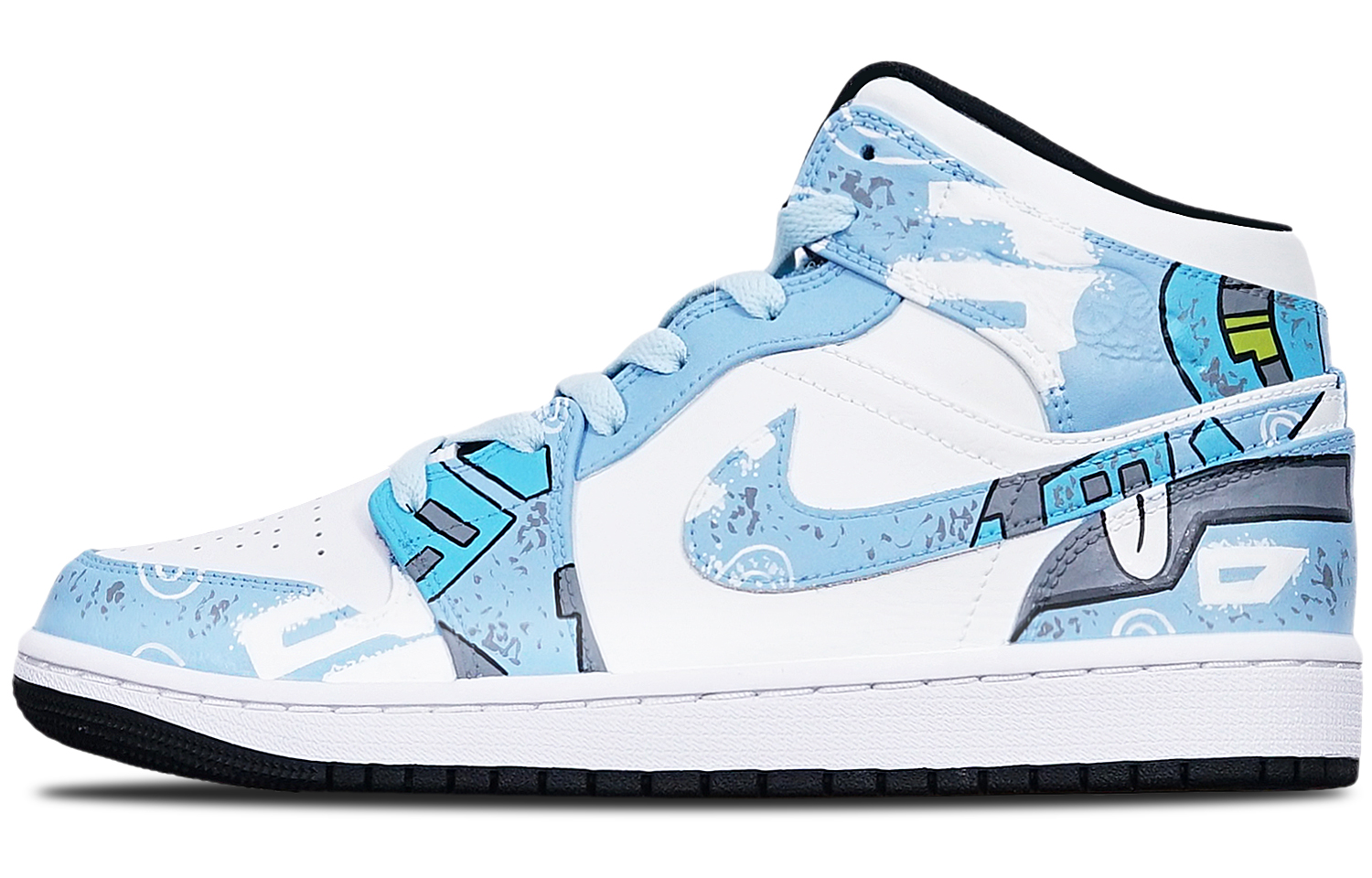 Order 【客製球鞋】Jordan Air Jordan 1 Mid 機械賽博朋克 戰損高達風 限量特殊鞋盒 中幫 復古籃球鞋 GS 霧霾藍