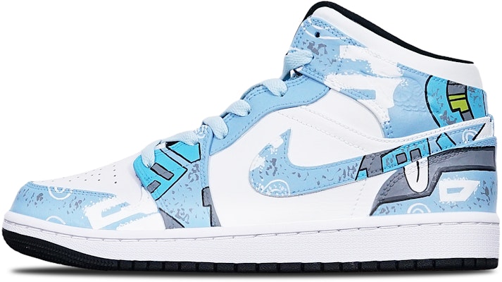 【客製球鞋】Jordan Air Jordan 1 Mid 機械賽博朋克 戰損高達風 限量特殊鞋盒 中幫 復古籃球鞋 GS 霧霾藍 Order 【客製球鞋】Jordan Air Jordan 1 Mid 機械賽博朋克 戰損高達風 限量特殊鞋盒 中幫 復古籃球鞋 GS 霧霾藍