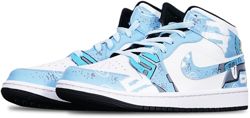 【客製球鞋】Jordan Air Jordan 1 Mid 機械賽博朋克 戰損高達風 限量特殊鞋盒 中幫 復古籃球鞋 GS 霧霾藍 Shop 【客製球鞋】Jordan Air Jordan 1 Mid 機械賽博朋克 戰損高達風 限量特殊鞋盒 中幫 復古籃球鞋 GS 霧霾藍