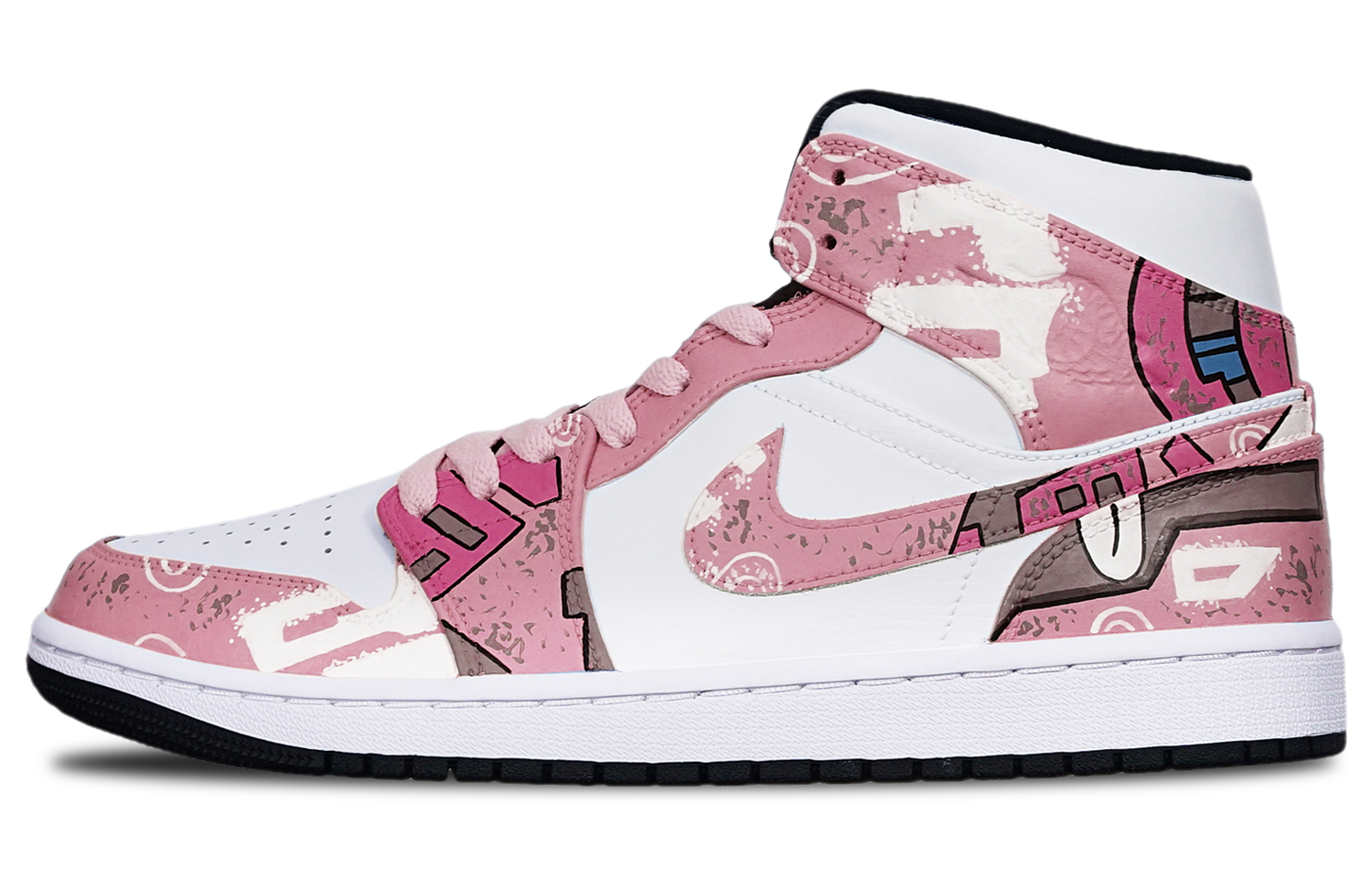 Order [Sepatu Custom] Air Jordan 1 Mid 'Mech Cyberpunk Gundam Beige' 554724-075(TeamT-战损II型藕白S-BOX)