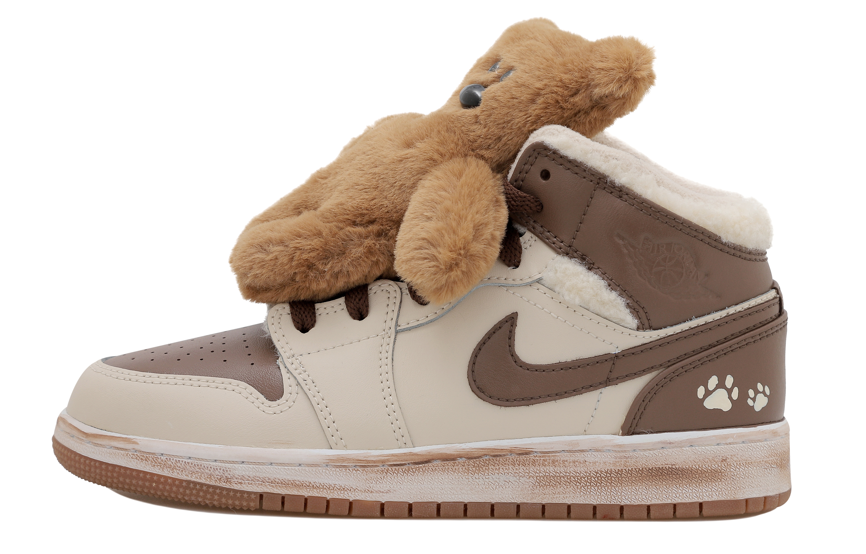 Order [Kasut Custom] Air Jordan 1 Mid 'Mocha Teddy Bear - Distressed' DO2207-264-471333