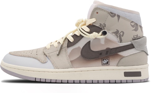 カスタムAJ1 Mid「山水 - 白茶」 DM9652-100(Team53-男款归故里) Buy カスタムAJ1 Mid「山水 - 白茶」 DM9652-100(Team53-男款归故里)