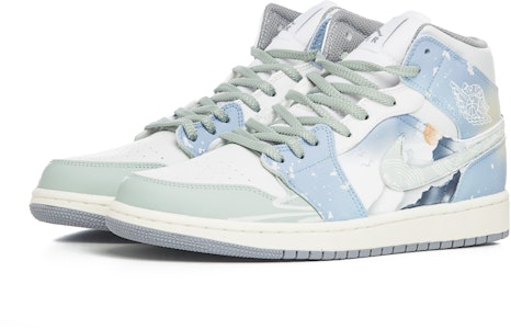 【定制球鞋】Jordan Air Jordan 1 Mid 山野日出 泼墨 晕染 國風 中幫 復古籃球鞋 男款 白藍 Lookbook 【定制球鞋】Jordan Air Jordan 1 Mid 山野日出 泼墨 晕染 國風 中幫 復古籃球鞋 男款 白藍