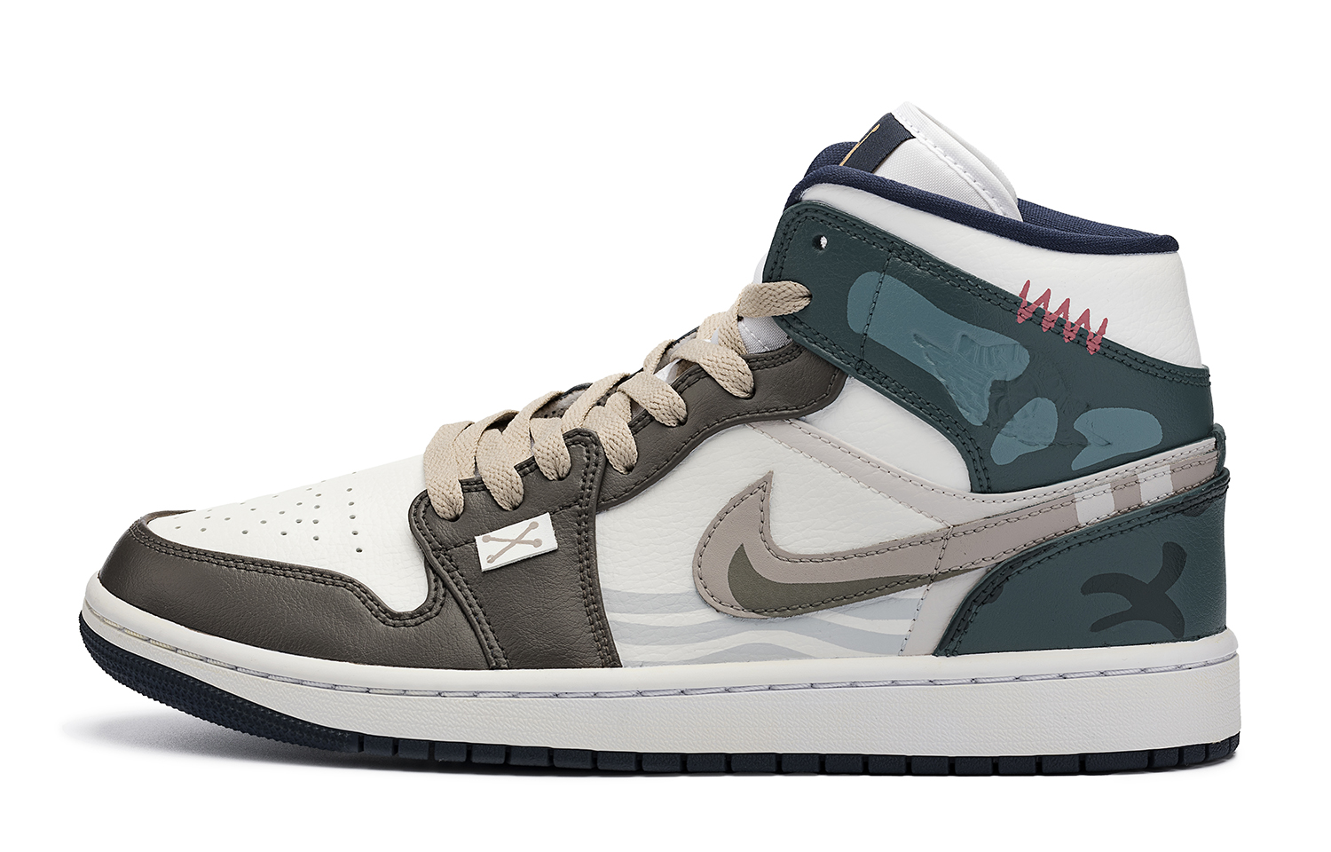 Buy [定制鞋款] Air Jordan 1 Mid '浑浊青色' 554724-174(Team98-男款水漾光影)