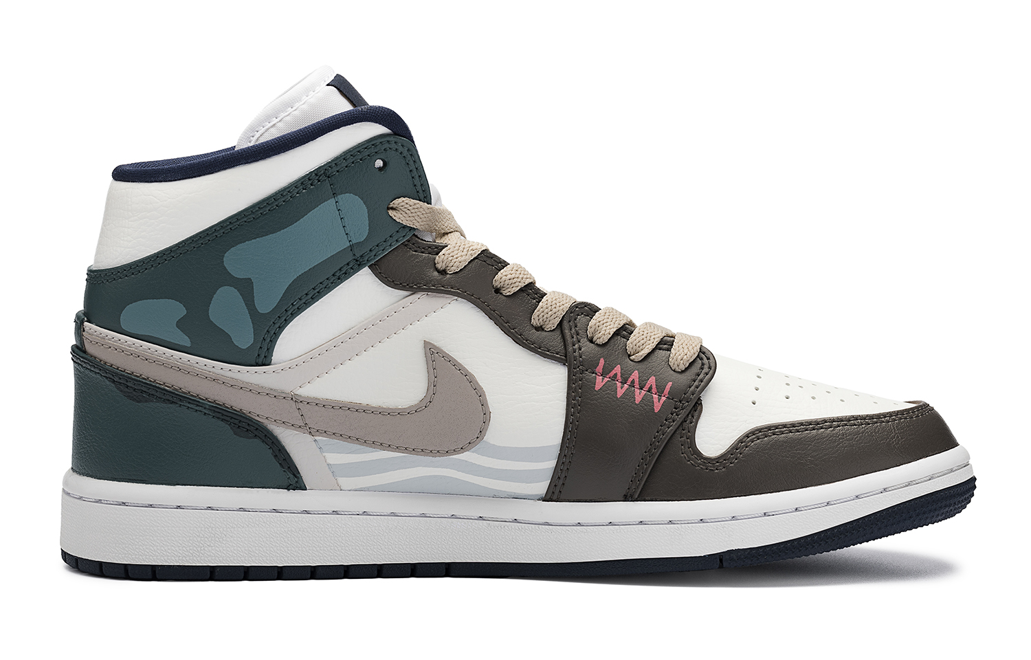 Order [定制鞋款] Air Jordan 1 Mid '浑浊青色' 554724-174(Team98-男款水漾光影)