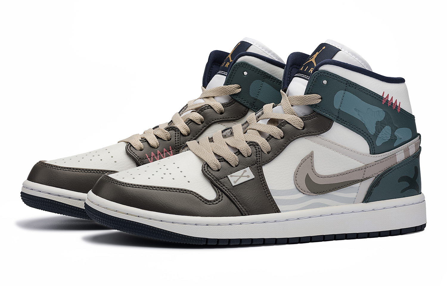 Lookbook [定制鞋款] Air Jordan 1 Mid '浑浊青色' 554724-174(Team98-男款水漾光影)