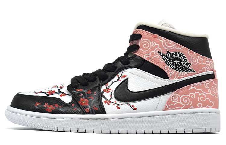 Buy [Kasut Custom] Air Jordan 1 Mid 'Brocade Nanjing Yunjin' 554724-130(Team-R-男女款喷涂手绘南京)