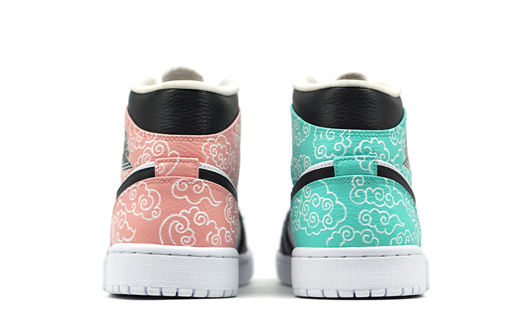 Shop [Kasut Custom] Air Jordan 1 Mid 'Brocade Nanjing Yunjin' 554724-130(Team-R-男女款喷涂手绘南京)