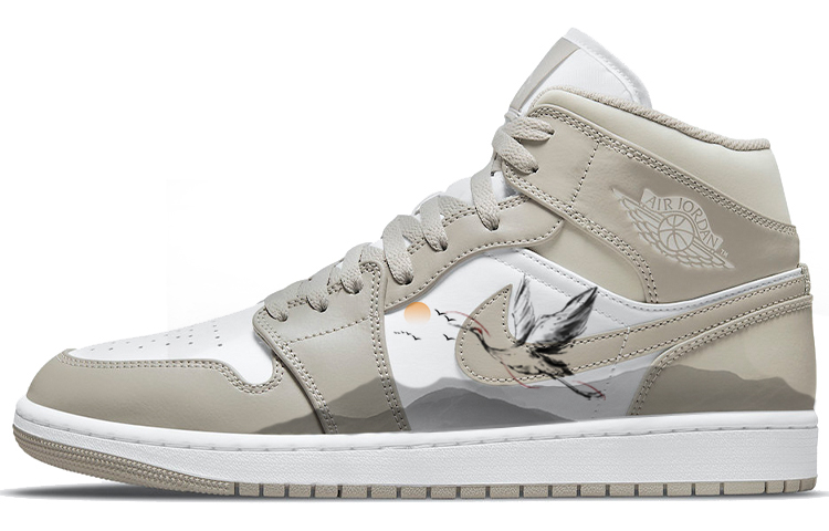 Buy 에어 조던 1 미드 '신중식 화이트 블랙' (커스텀 슈즈) 554724-082(Team56-仙鹤松山)