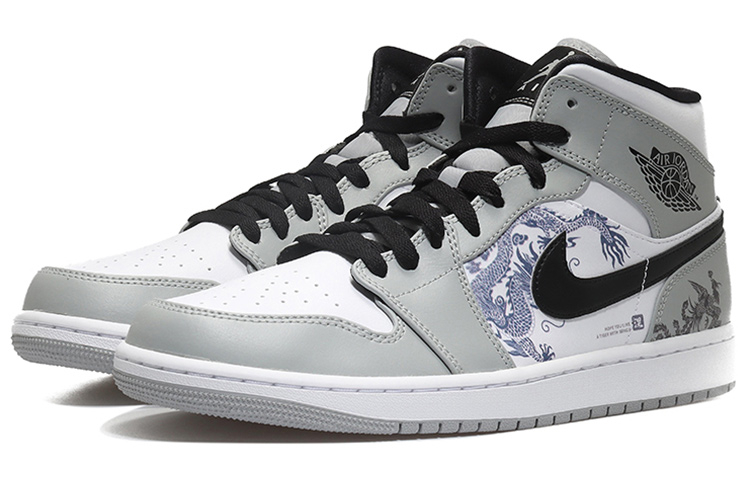 Lookbook [Kasut Custom] Air Jordan 1 Mid 'Nirvana Indigo Naga' 554724-092(Team10-涅槃重生男烟灰QD)