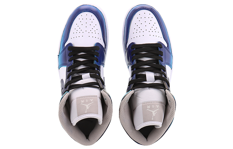 Shop 【定制球鞋】 Jordan Air Jordan 1 Mid 海洋之謎 夢幻之藍 中幫 復古籃球鞋 男款 藍白