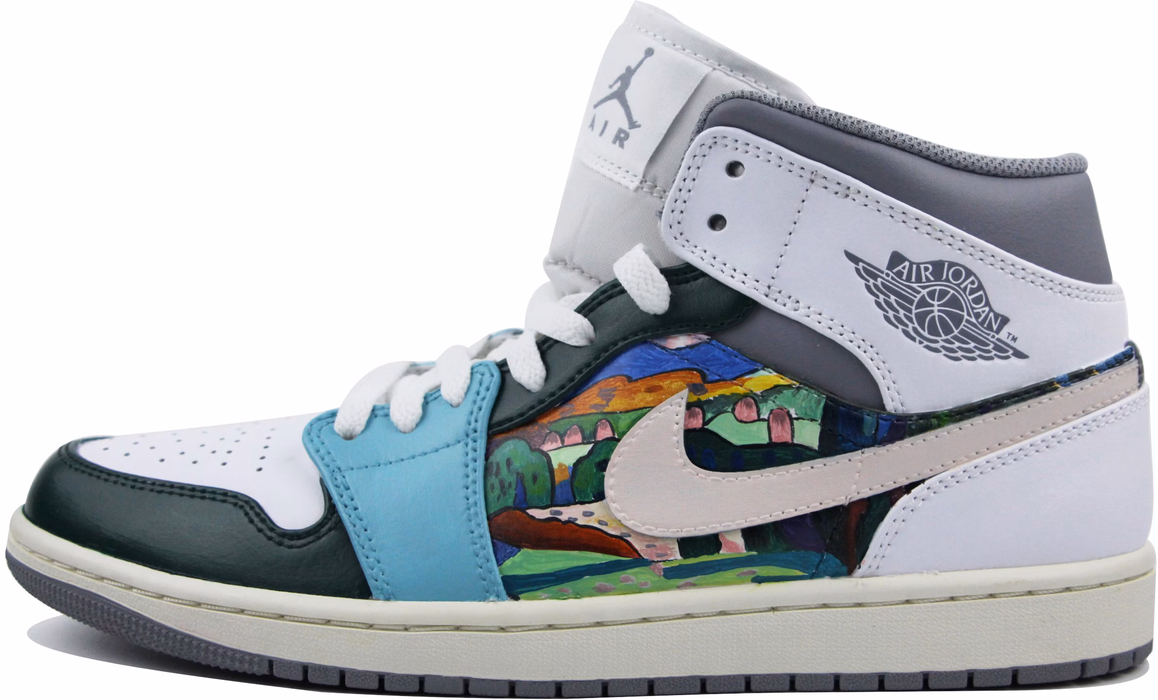custom-shoes-air-jordan-1-mid-oil-painting-almond-blossom-green