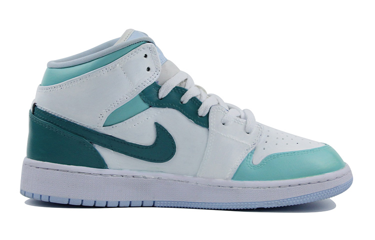 Order [Sepatu Custom] Air Jordan 1 Mid 'Lukisan Minyak Almond Hijau Putih' 555112-401(Team39-AMY13杏花)