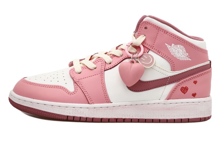 Buy [定制鞋] Air Jordan 1 中帮 'OKHR 复古白奶油' DQ8423-616(Team拾玖-爱心做旧女S-BOX)