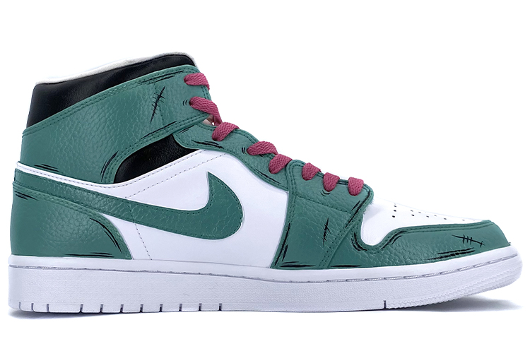 Order [カスタムシューズ] エアジョーダン1ミッド『ワンピースゾロカスタム』 554724-130(TeamK-男款佩剑海贼王索隆)