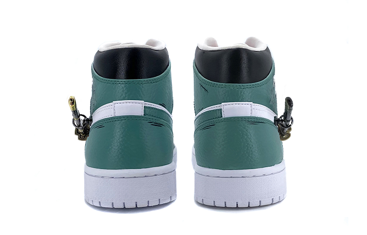 Shop [カスタムシューズ] エアジョーダン1ミッド『ワンピースゾロカスタム』 554724-130(TeamK-男款佩剑海贼王索隆)