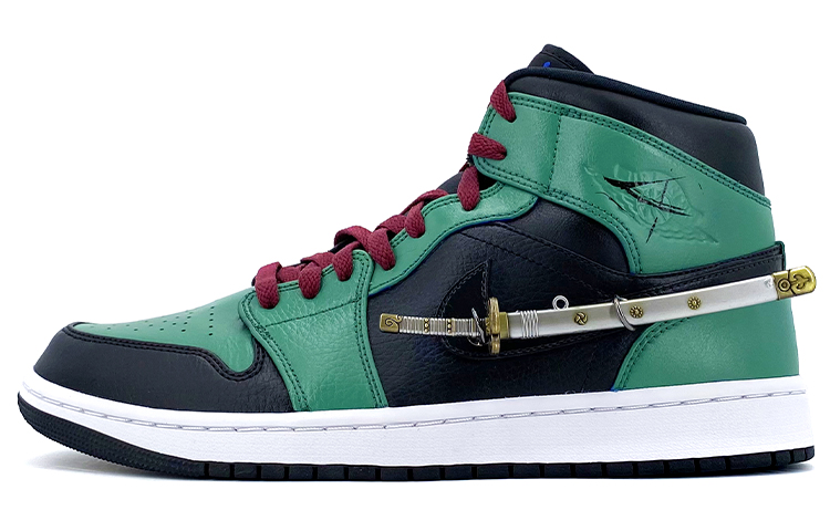 Buy [Kasut Custom] Air Jordan 1 Mid 'One Piece Zoro Hijau Putih Custom' 554724-077(Team-K男女款动漫佩剑海贼王索隆)