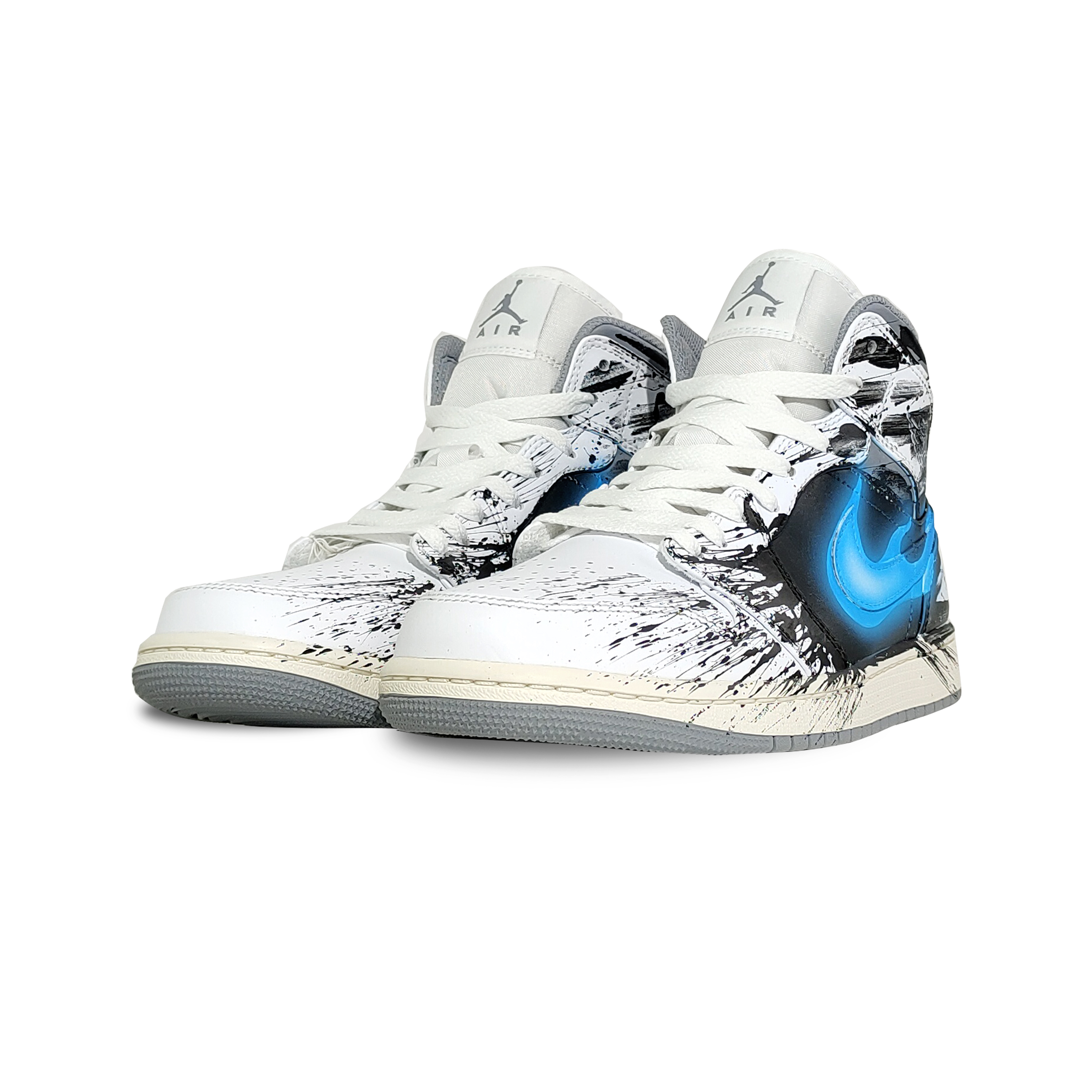 Lookbook [Kasut Custom] Air Jordan 1 Mid 'Putih Biru Terkakis' 554724-135(TeamG-男款灰毒液)
