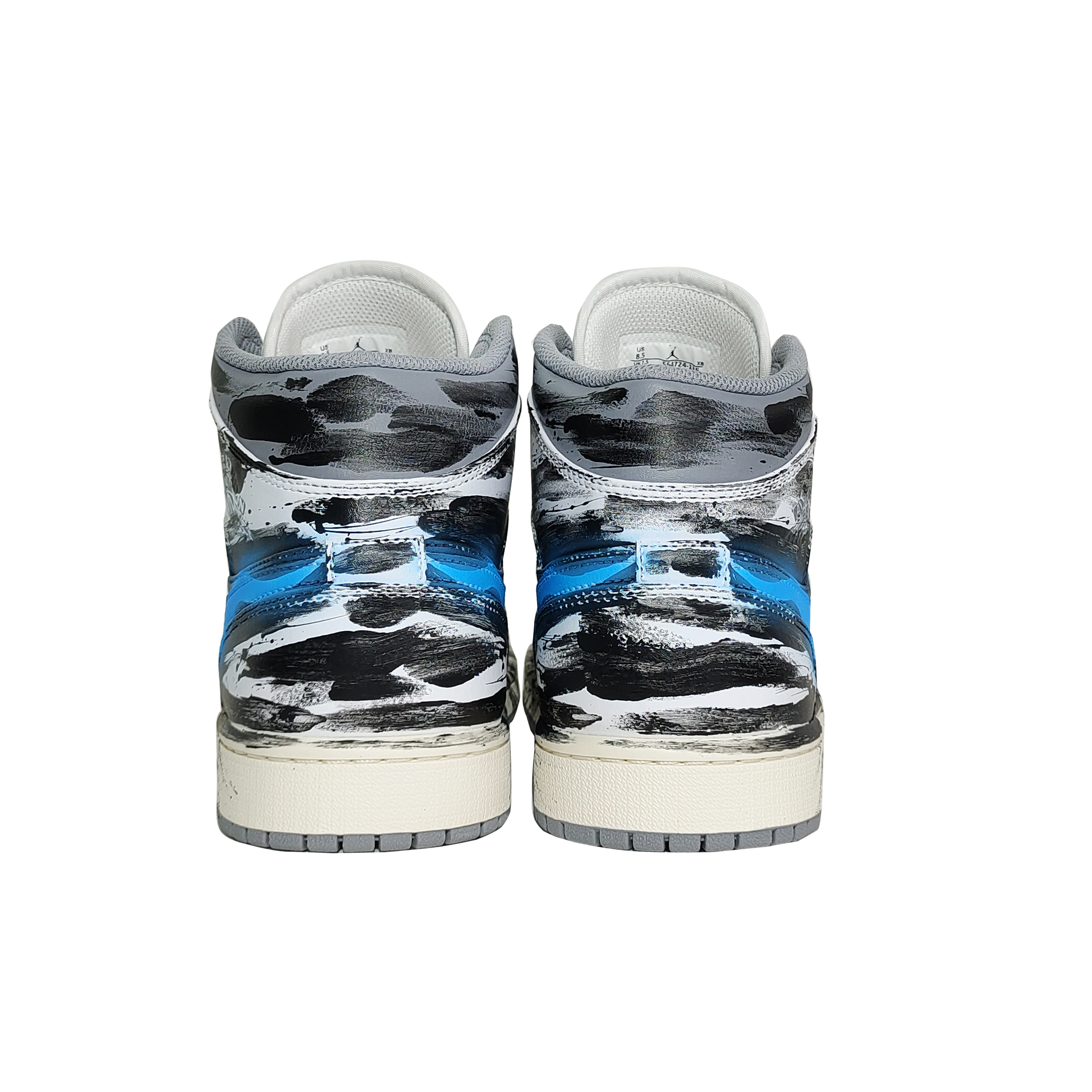 Purchase [Kasut Custom] Air Jordan 1 Mid 'Putih Biru Terkakis' 554724-135(TeamG-男款灰毒液)