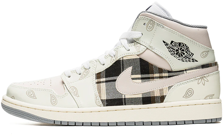 custom-shoes-air-jordan-1-mid-paisley-plaid-cream