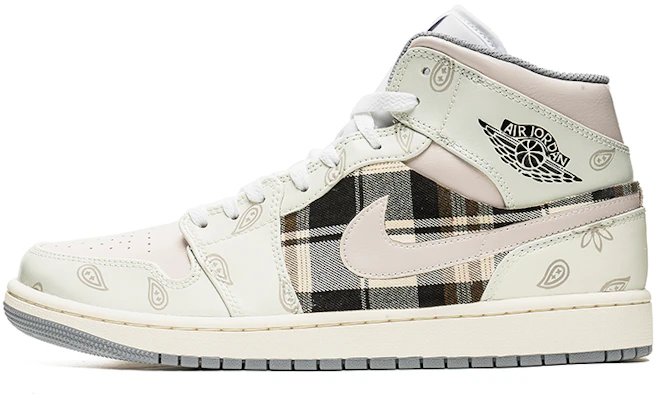 カスタムAJ1ミッド "ペイズリープレイドクリーム" 554724-135(TeamB-复古米白腰果花) Buy カスタムAJ1ミッド "ペイズリープレイドクリーム" 554724-135(TeamB-复古米白腰果花)