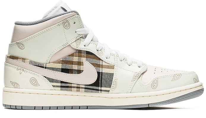 カスタムAJ1ミッド "ペイズリープレイドクリーム" 554724-135(TeamB-复古米白腰果花) Order カスタムAJ1ミッド "ペイズリープレイドクリーム" 554724-135(TeamB-复古米白腰果花)