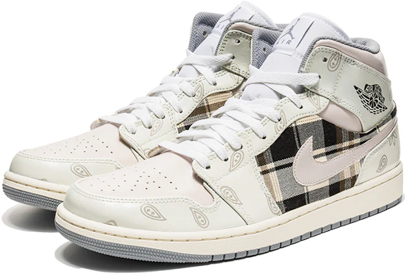 カスタムAJ1ミッド "ペイズリープレイドクリーム" 554724-135(TeamB-复古米白腰果花) Lookbook カスタムAJ1ミッド "ペイズリープレイドクリーム" 554724-135(TeamB-复古米白腰果花)