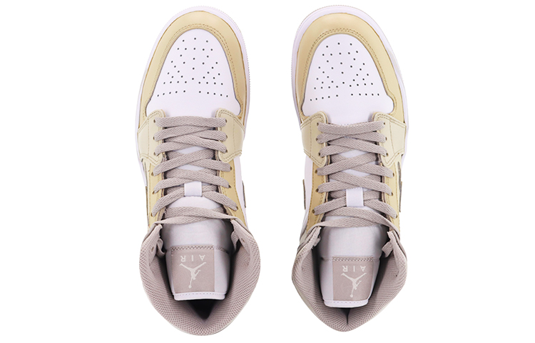 Shop 【定制球鞋】 Jordan Air Jordan 1 Mid 金戈鐵馬 馬上江湖 中幫 復古籃球鞋 男款 淺骨色 麻布 奶油
