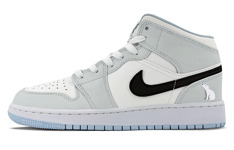 Buy 【定制球鞋】Jordan Air Jordan 1 Mid DSC 北極熊 中幫 復古籃球鞋 GS 黑白灰