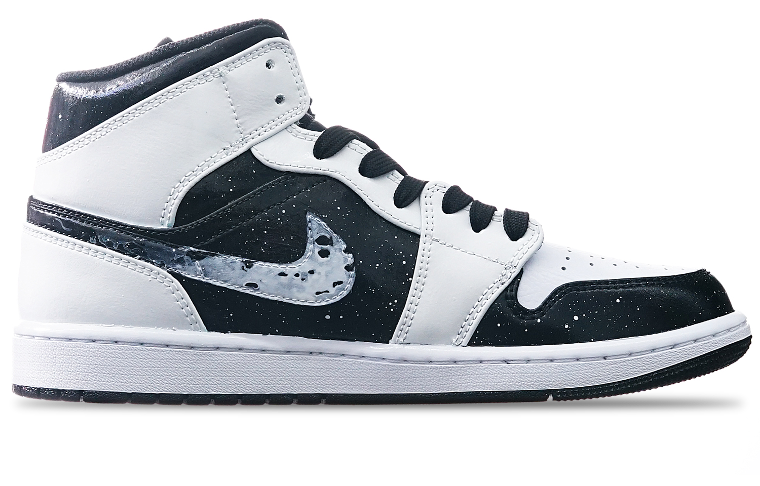 Order [Kasut Custom] Air Jordan 1 Mid 'Panda' 554724-132(TeamOne-月球钩男款黑白熊猫)